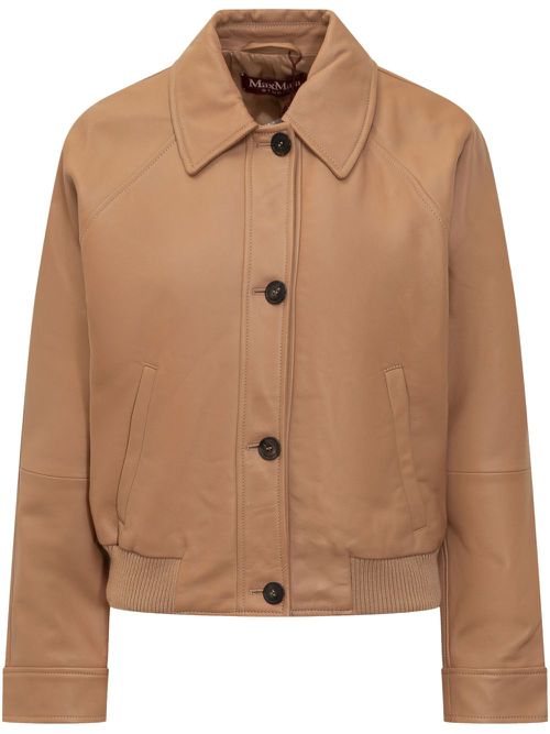Leather bomber jacket - Brown