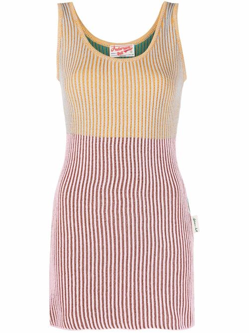 Colour-block ribbed knit vest - Pink