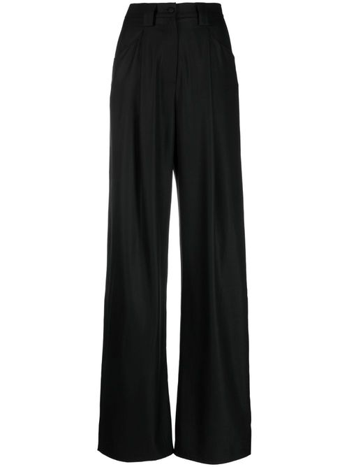 Pleat-detail two-pocket palazzo pants - Black