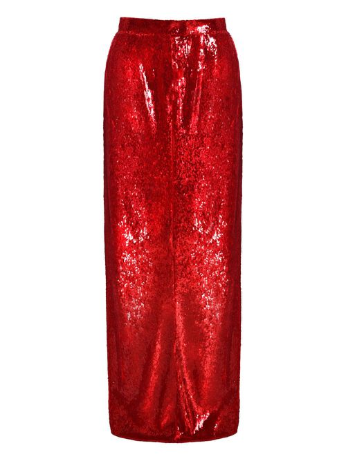 Sequin-embellished maxi skirt - Red