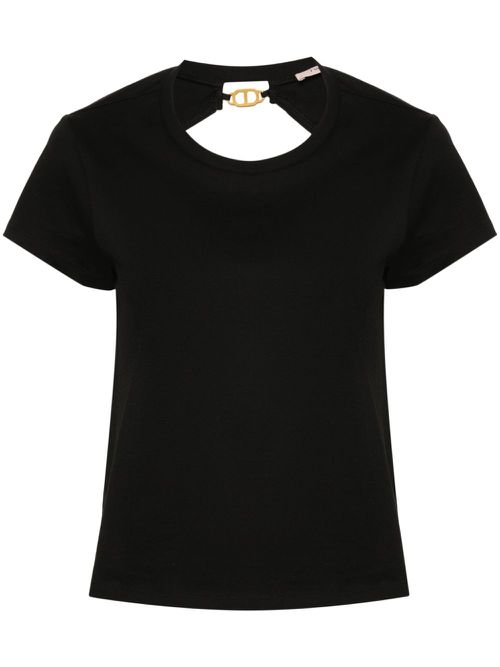 Cut-out-detail cotton T-shirt - Black