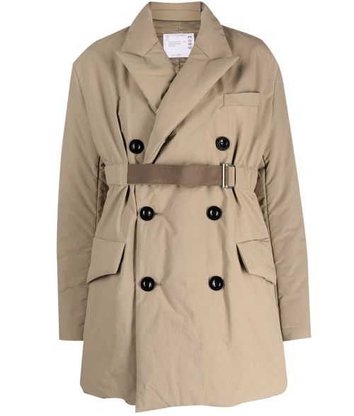 Double-breasted padded trench coat - Neutrals
