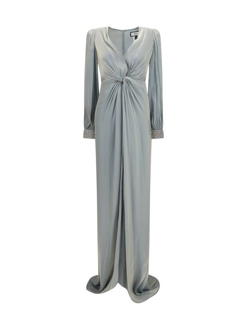 Crossover Silk Dress — Gray