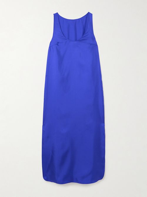 Nada Silk-twill Midi Dress - Blue