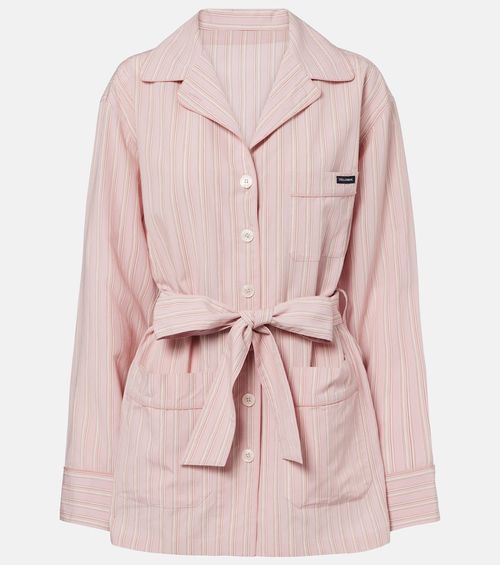 Belted striped shirt