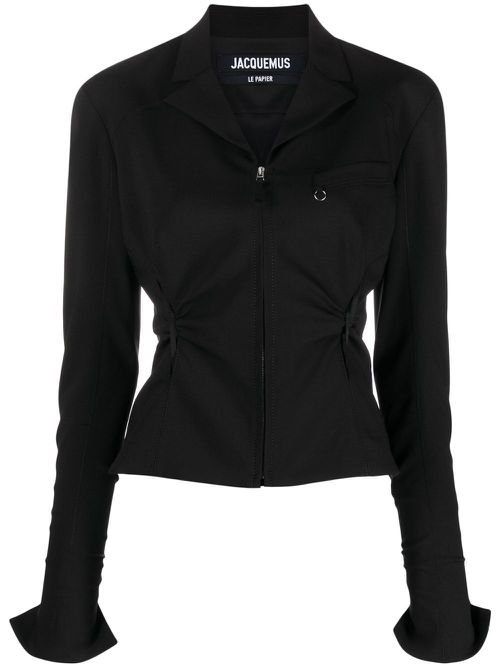 Neru cut-out zip-up fitted jacket - Black