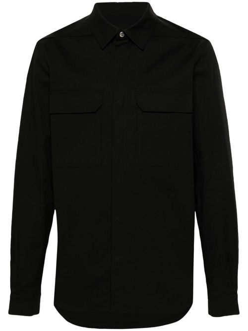 Flap-pockets coated shirt - Black