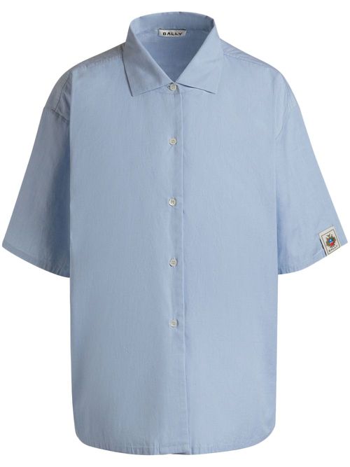 Logo-appliqué cotton shirt - Blue