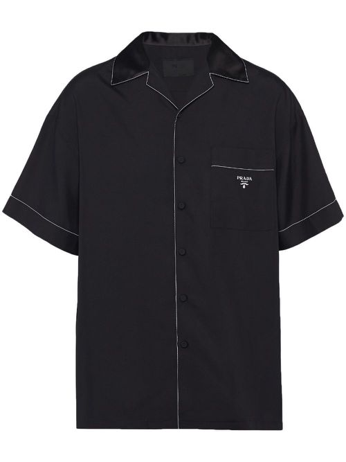 Logo-embroidered silk shirt