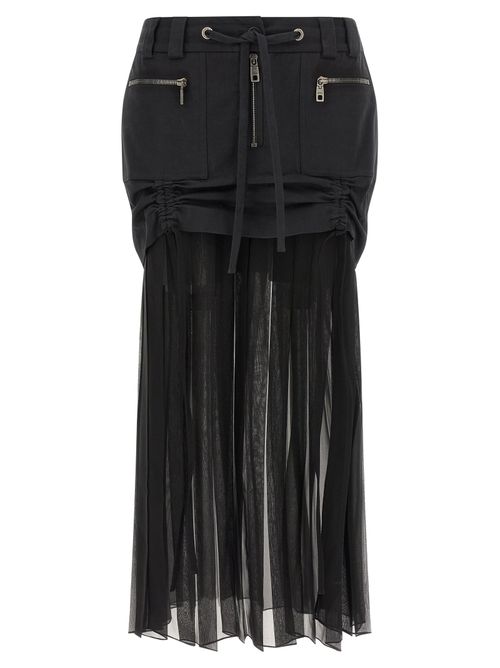 Silk Chiffon Pleated Skirt — Black