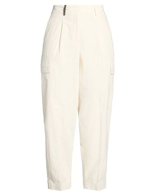 Woman Pants Beige Size 12 Cotton, Elastane