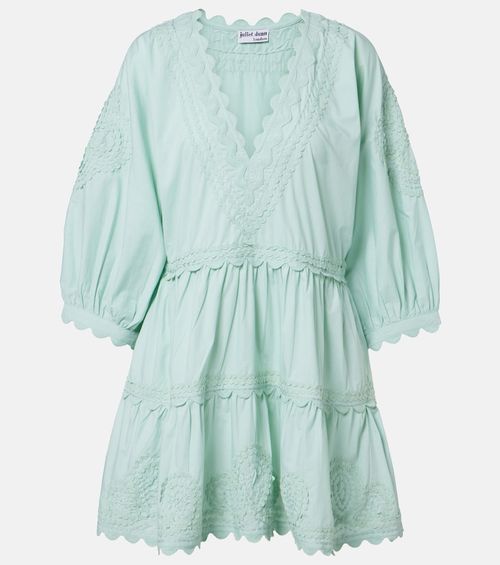 Embroidered scalloped cotton poplin minidress