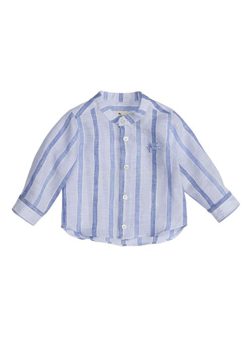 Pegaso-embroidered striped shirt - Blue