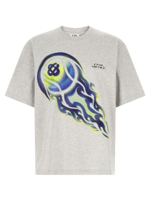 Graphic Flaming Tennis Ball T-Shirt — Gray