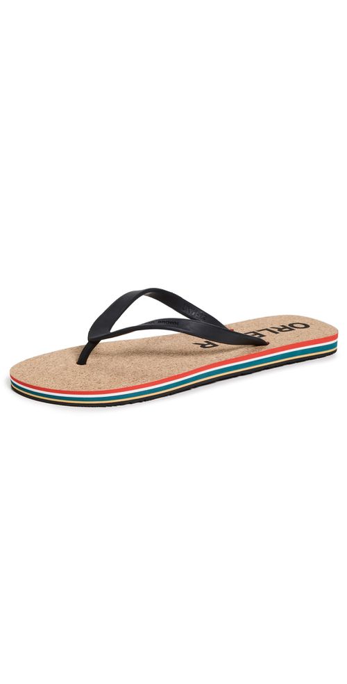 Haston Ob Stripe Flip Flops Black/White Sand
