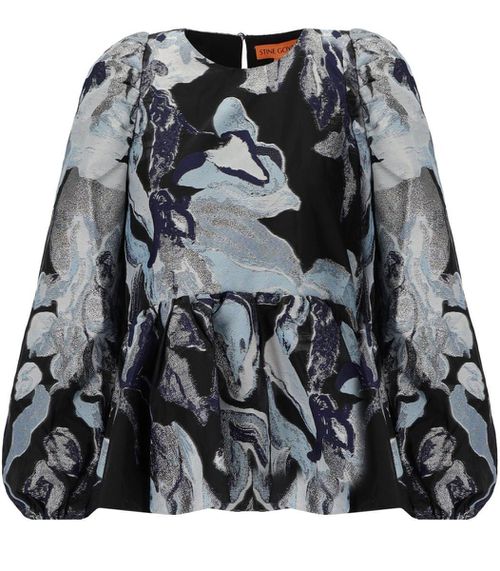Jenny Black And Blue Blouse in Black