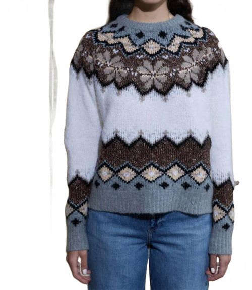 Clara Crewneck Top In Cream Multi