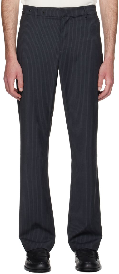 Gray Serge Straight-Leg Trousers