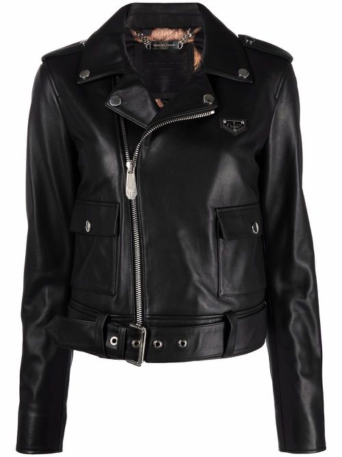 Leather biker jacket - Black