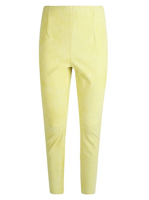 Yellow Slim fit suede trousers