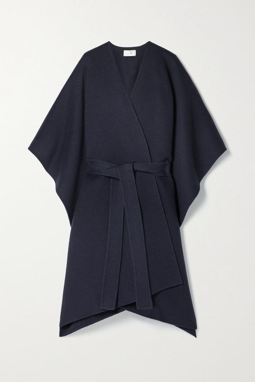 Toba Belted Wool And Cashmere-blend Poncho - Midnight blue - XS/S