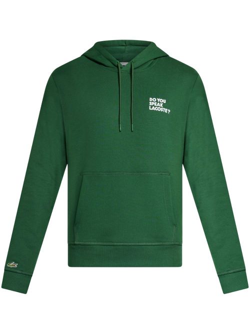 Slogan-print cotton hoodie - Green