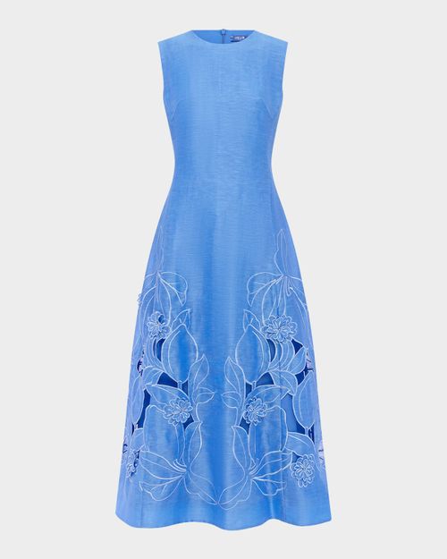 Cleo Floral Applique Sleeveless Midi Dress