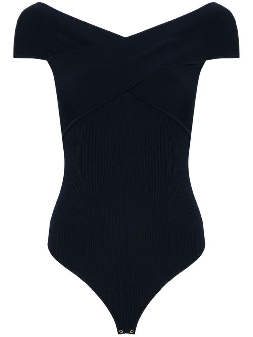 Off-shoulder ribbed bodysuit - Blue