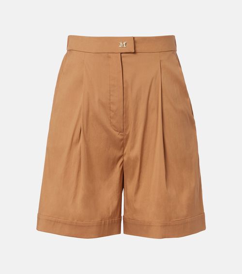 Medeola pleated cotton-blend Bermuda shorts