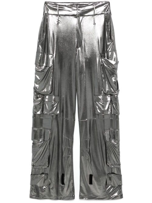 Lamé-effect cargo pants - Grey