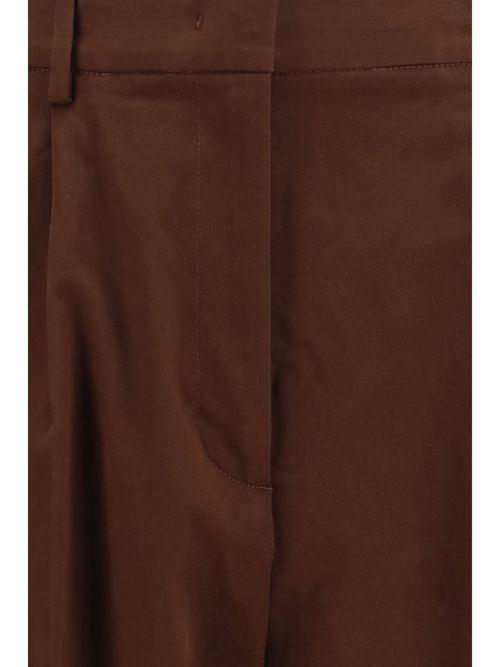 Wool-Blend Elasticated-Waist Cotton Trousers — Brown