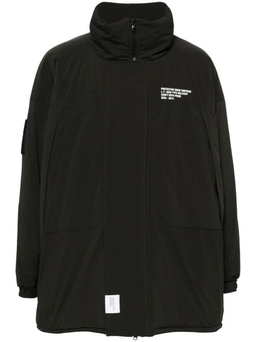 Monster logo-print parka coat - Black