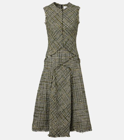 Draped tweed midi dress