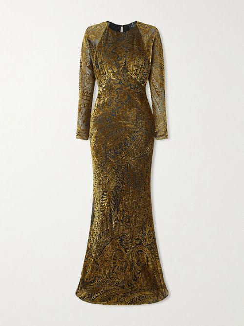 Devoré-velvet Gown - Gold