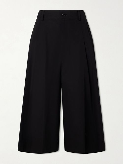Cotton-Blend Wide-Leg Bermuda Shorts