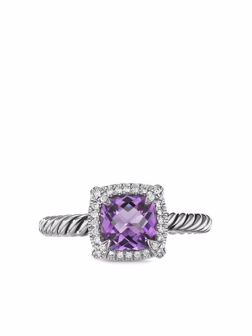 Sterling silver Petite Chatelaine amethyst and diamond ring