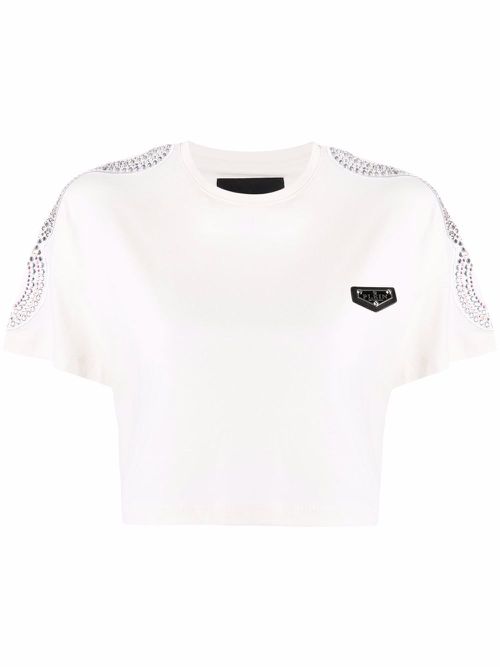 Logo cropped T-shirt - Neutrals