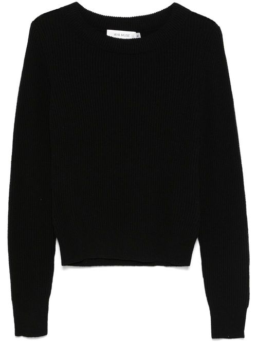 Ribbed-knit sweater - Black