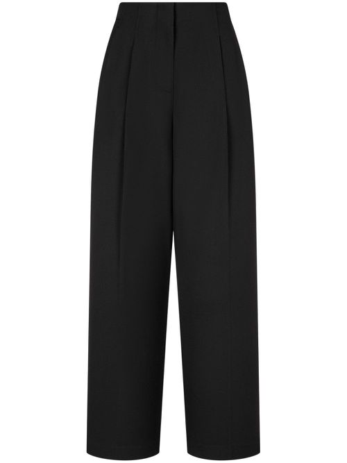 One-tuck cotton trousers - Black