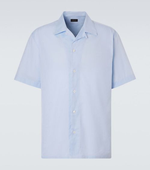 Striped cotton poplin bowling shirt