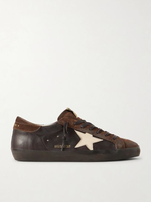 Super-Star Distressed Suede-Trimmed Leather Sneakers