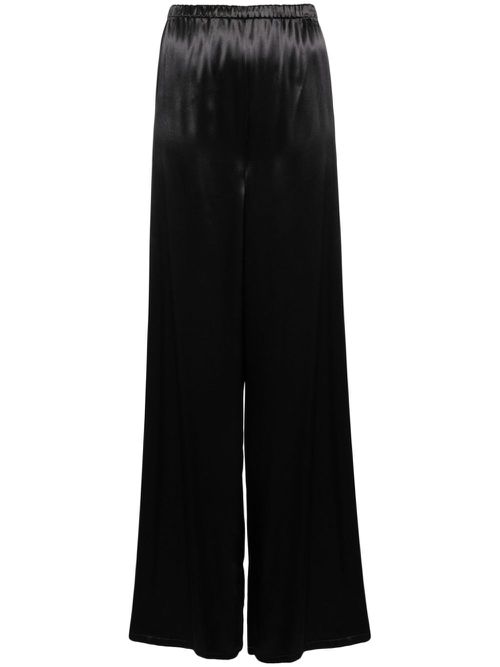 Wide-leg satin trousers - Black