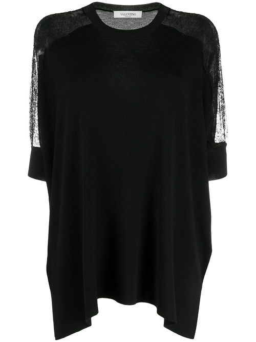 Valentino Garavani lace panel detail knitted top - Black