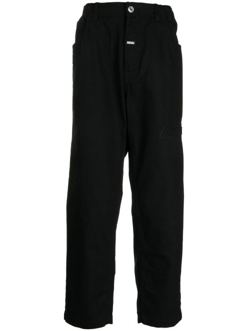 Logo-appliqué cotton jeans - Black