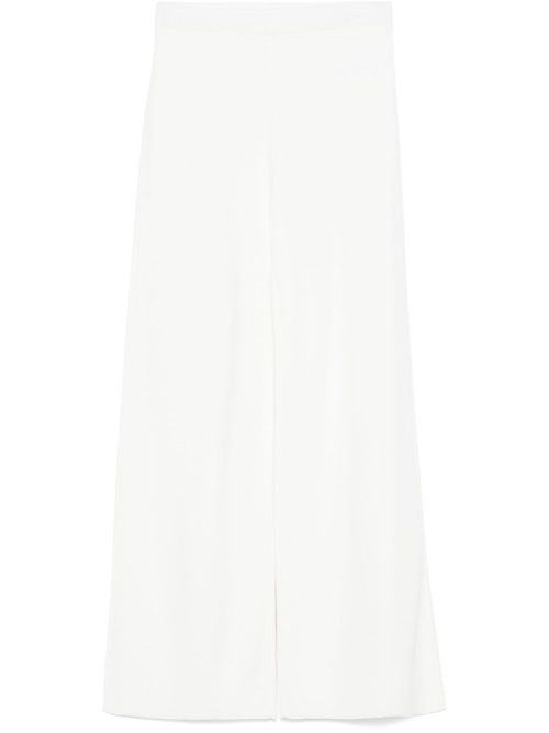 Wide-Leg Flared Knit Trousers — White