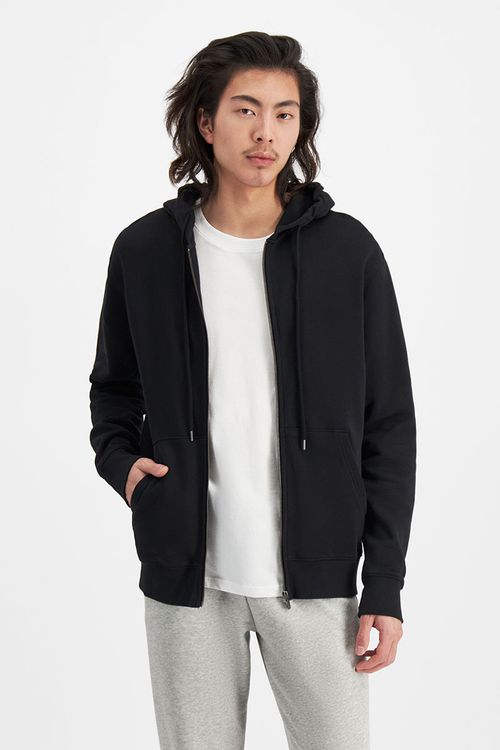 Originals Cotton Zip Hoodie in Nu Black