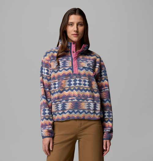 Women's Helvetia  II Printed Cropped Half Snap Fleece Pullover-