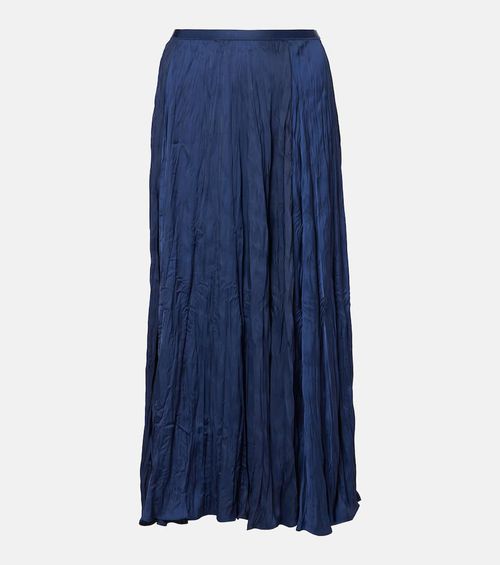 Crushed satin midi skirt