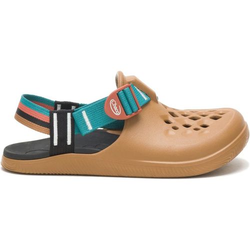 Chaco Womens Chillos Stripe Patterned Shuv Clogs in Camel Brown