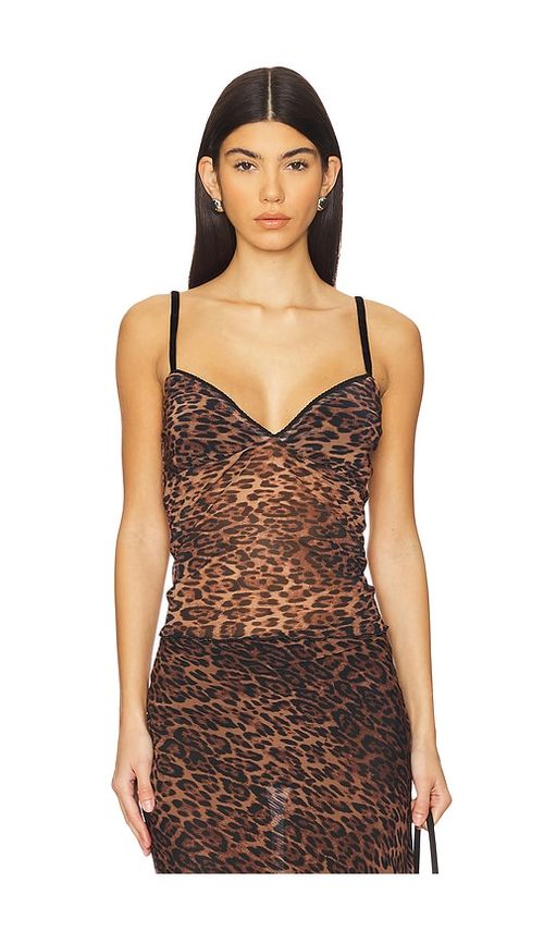 Bella Venice TRÄGERTOP MIT MESH-EINSATZ GIGI in Brown. Größe XS. Also in L